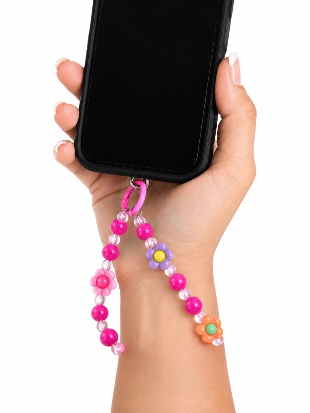 Y2K Beaded Pink & Purple Orange Daisy πΌπ΅πΌ Flower Charm Phone Wristlet πΊ